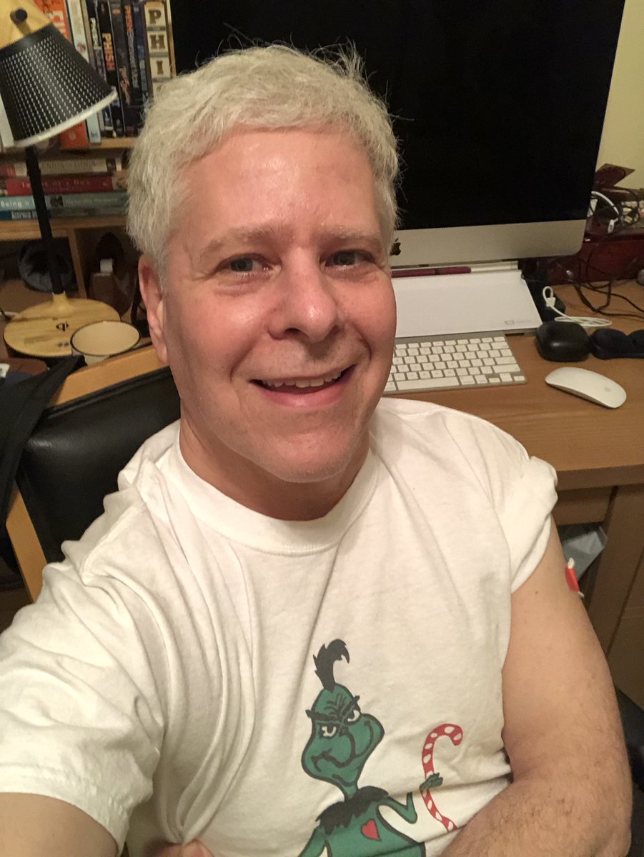 CutAndRunNC's tweet photo. Get it? Got it. Good! Turned my hair gray, otherwise no side effects. #COVID19Vaccine #We’reAllinThisTogether #Science https://t.co/57tti6vLKI