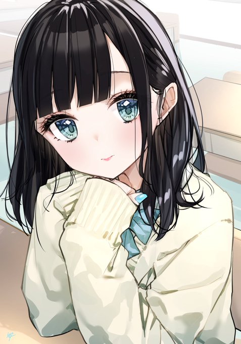 「みつめてみる…♡」
 #暗髪フェチ 