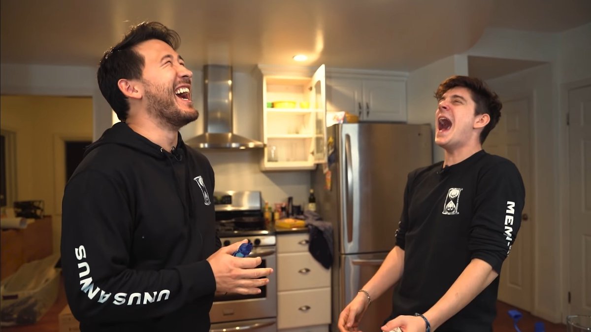 ethan and mark smiling/ laughing with each other a thread
