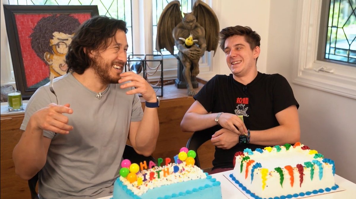 ethan and mark smiling/ laughing with each other a thread