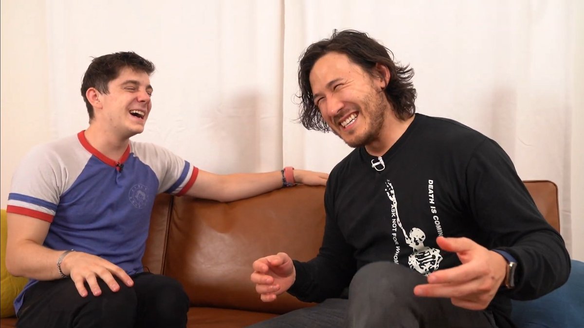 ethan and mark smiling/ laughing with each other a thread