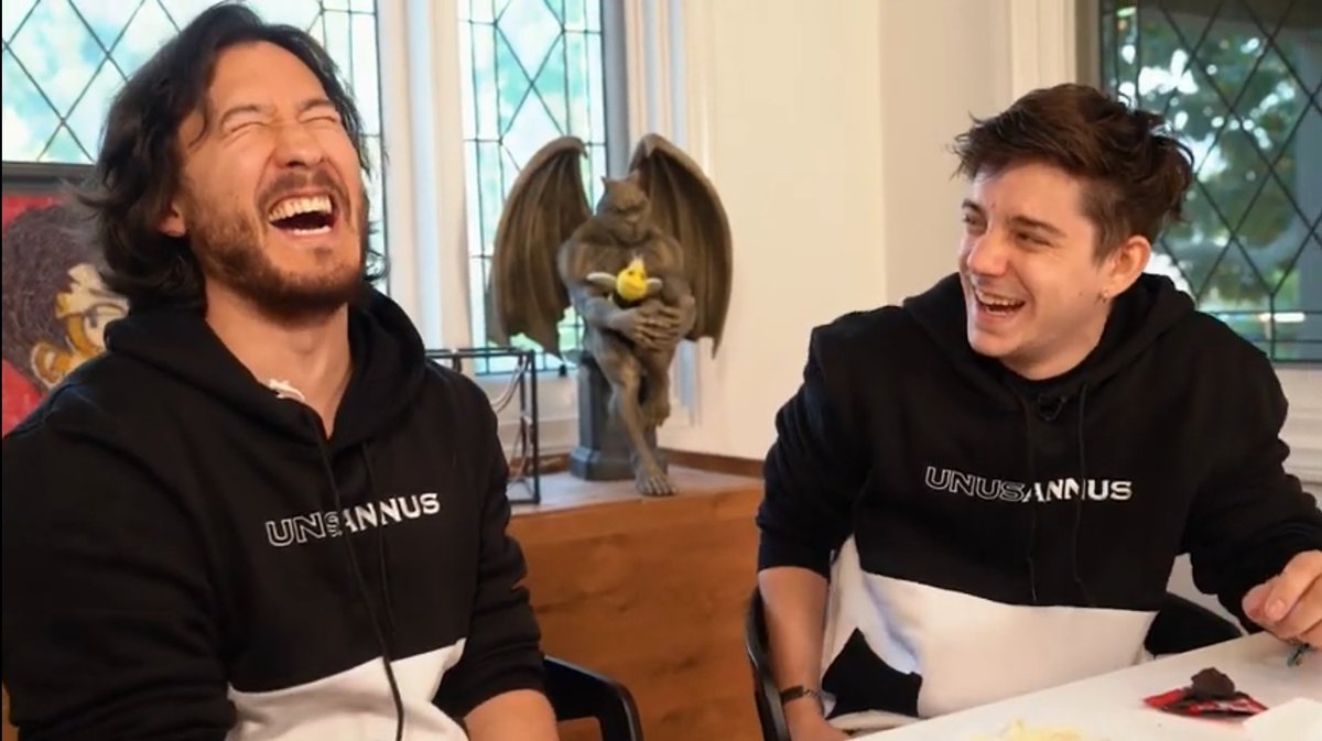 ethan and mark smiling/ laughing with each other a thread