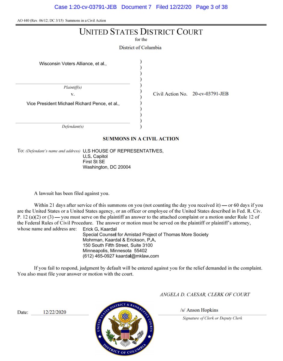 These ones, I should say, because there are a bunch.They're suing Pence, the House of Representatives (which I'm not entirely sure is an entity that can be sued in this context), the United States Senate (likewise); and.......................................................