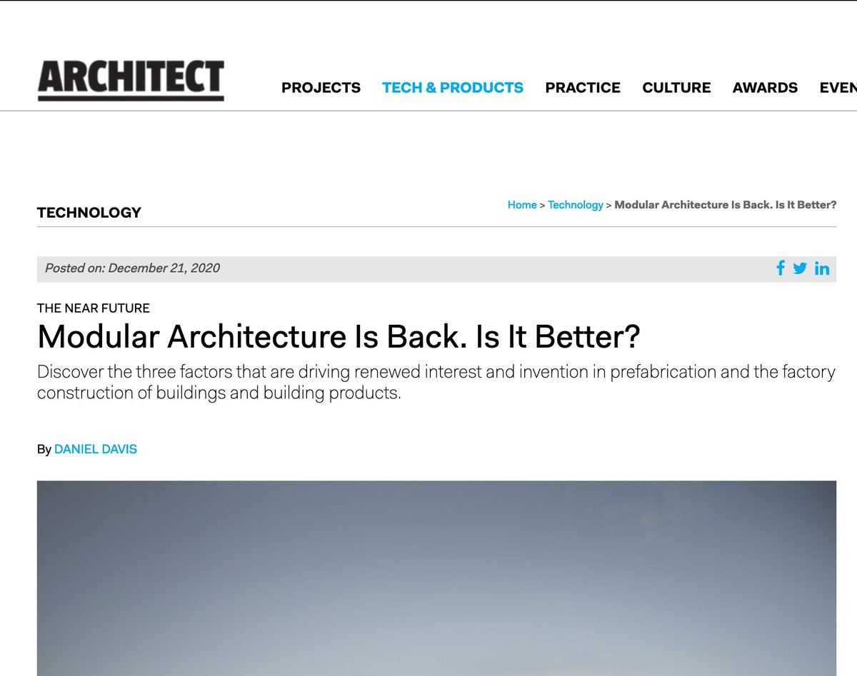 Reading: "modular architecture harkens back to a time when architects were “master builders” and when design and construction were more tightly integrated. Perhaps the next big thing in architecture is simply how it gets made." YES. #designbuild Read here: bit.ly/mod-mb