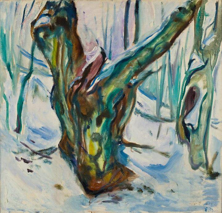 Edvard Munch, "Rugged Trunk in the Snow"; oil on canvas (1923)