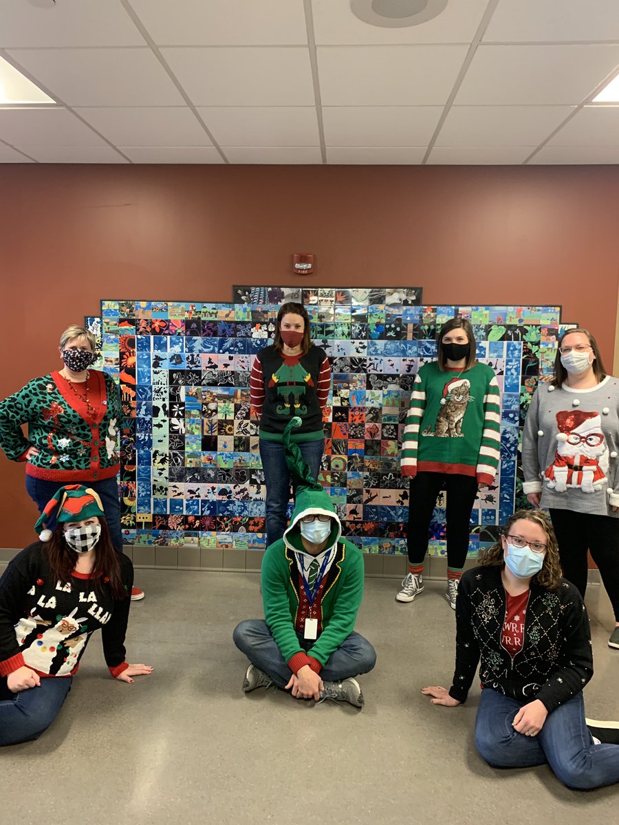 CometsBooster's tweet photo. Ugly sweaters really are something else 🤪🥴 Pj day tomorrow and A Christmas Carol showing at 11!! See you then! https://t.co/dCEDxF3rNu