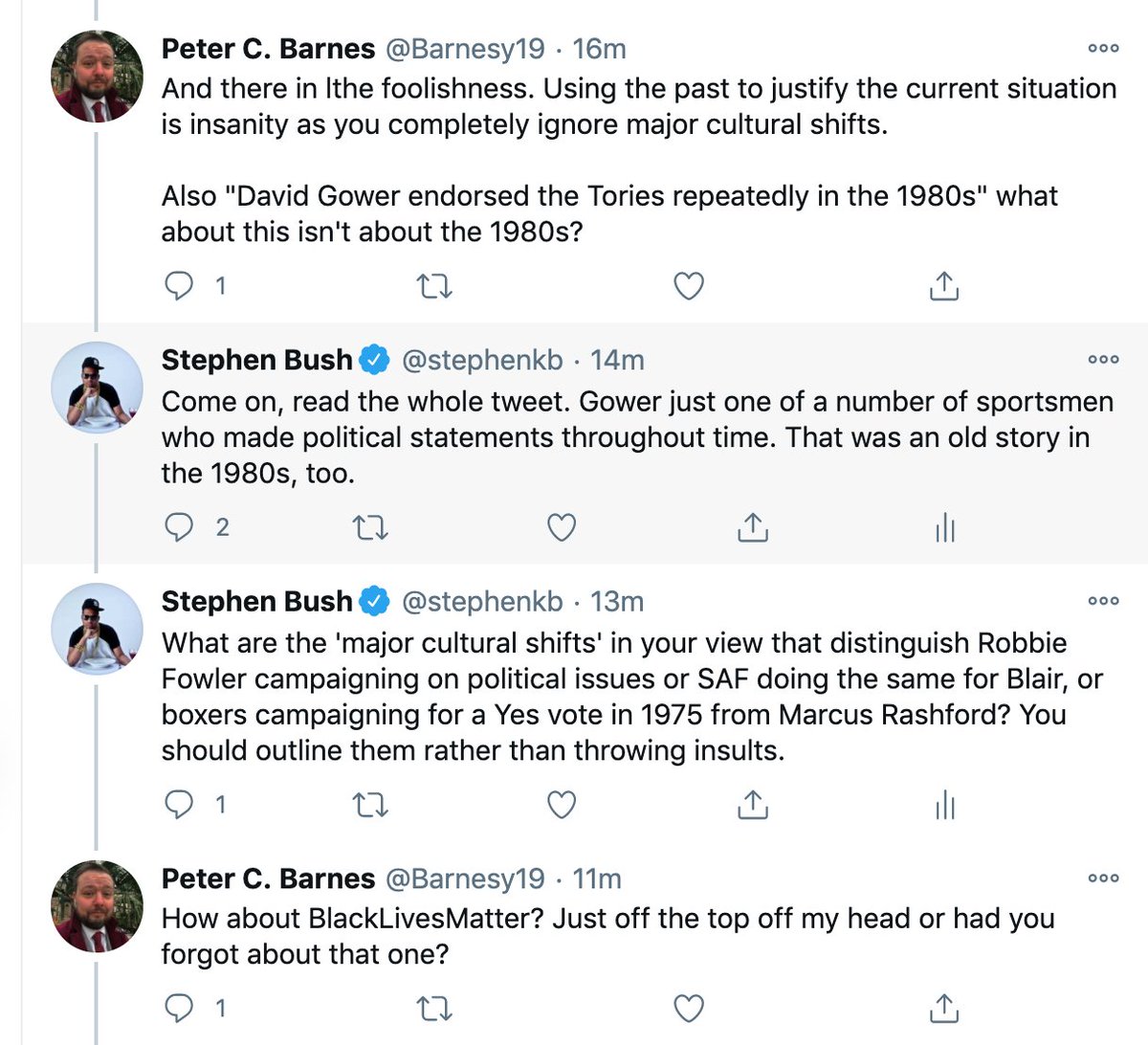 This is a remarkable, if entirely unsurprising journey from someone (possibly a Conservative party member) who originally argued that my point was drivel to going 'no, actually, the difference between Rashford and Fowler is that he's black').
