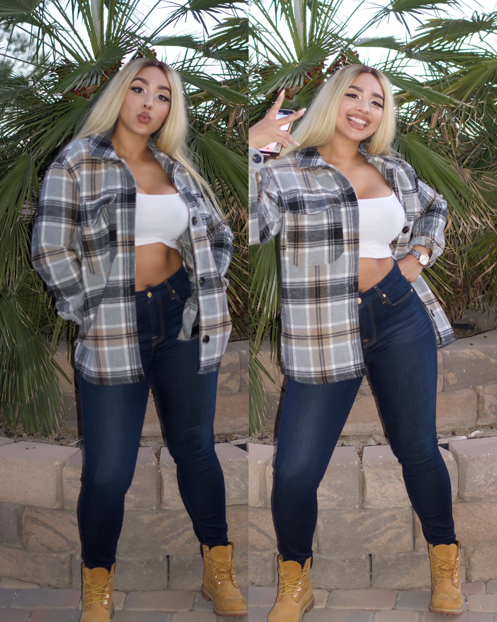 Plus size outfits with cheap timberlands