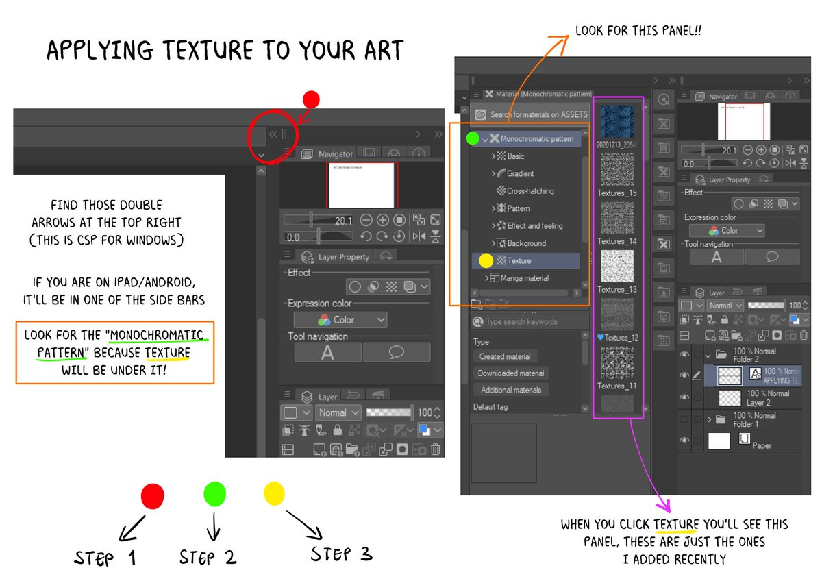 Texture Tutorial for Clip Studio Paint Pro and EX [1/7] **No reposting please :3Tips are appreciated if you found this helpful:  http://Ko-fi.com/greyolle&nbsp;