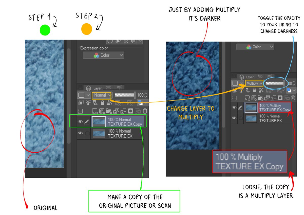 [4/7] I tend to just make the texture darker at the editing stage so I don't have to overlay like 5 textures on my canvas later
