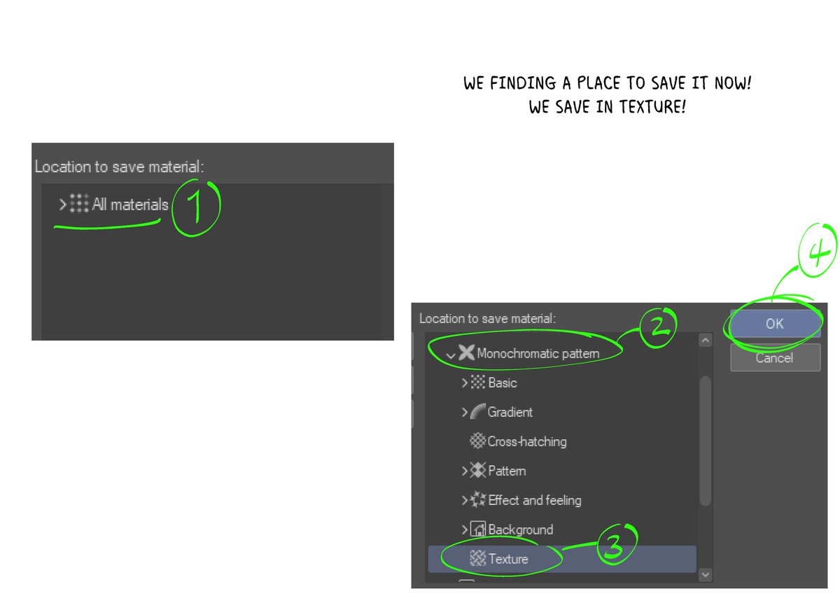 [5/7] Play around with the pasting settings later. These are just the settings for the textures already in CSP