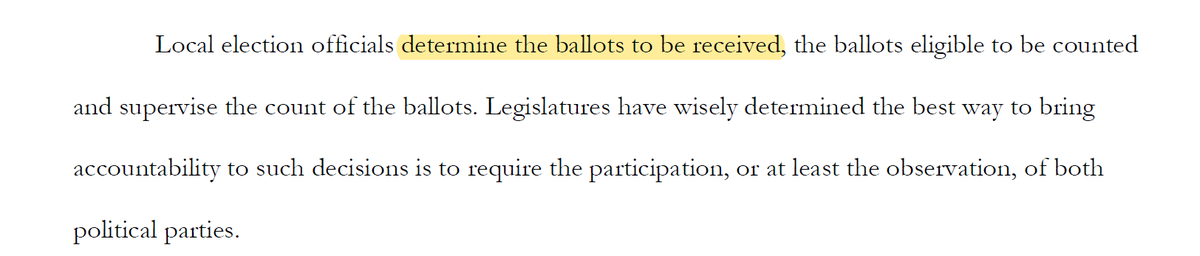 NO. No. No. Local official do not "determine the ballots to be received." You know who does? The duckfucking Post Office, that's who - but I'll bet that we've got no complaints about them, do we, "Amistad"?