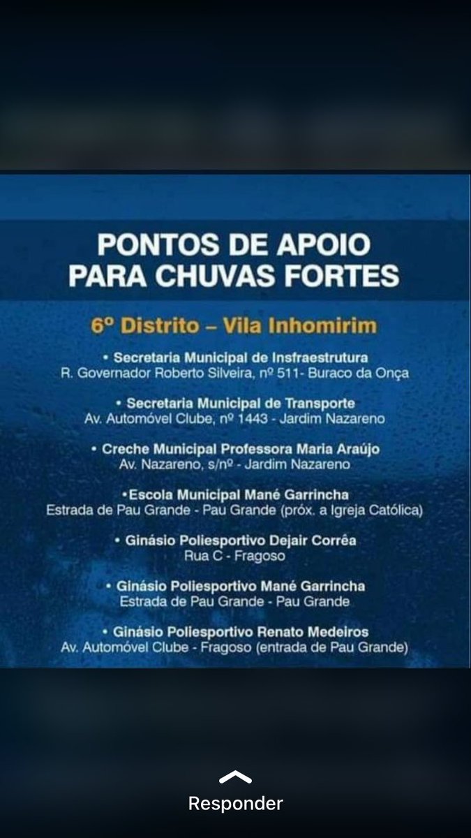 alexmorenos7's tweet image. UTILIDADE PÚBLICA PARA QUEM ESTÁ PRECISANDO DE ABRIGO POR CAUSA DOS ALAGAMENTOS !!!! #help #mage #imbarie