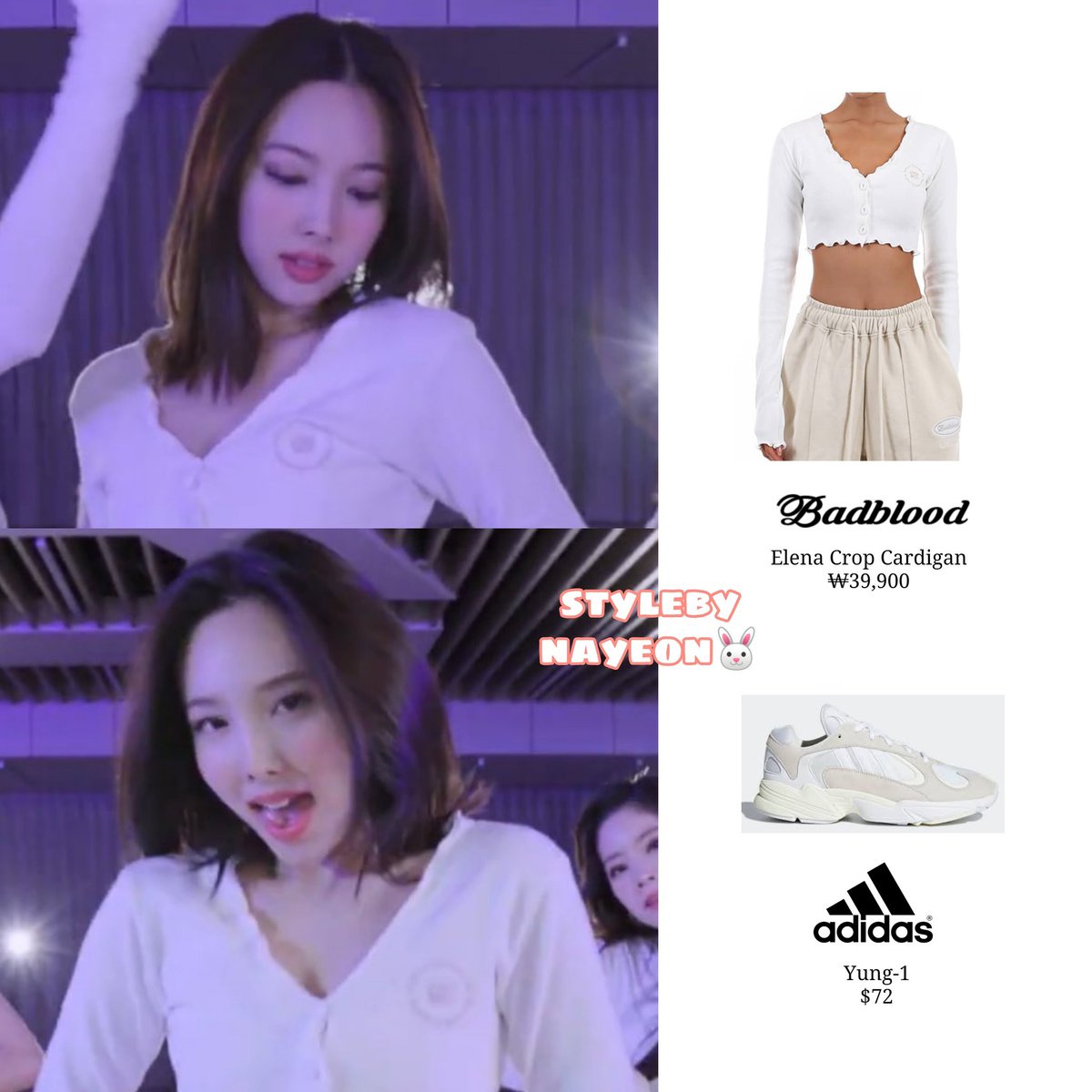𝗡𝗔𝗬𝗘𝗢𝗡 𝗦𝗧𝗬𝗟𝗘 나연 Nayeon 1221 Cry For Me Dance Choreography 2 Top Badblood Elena Crop Cardigan Shoes Adidas Yung 1 Jypetwice Jypetwice Japan Twice 트와이스 임나연 나연 Nayeon