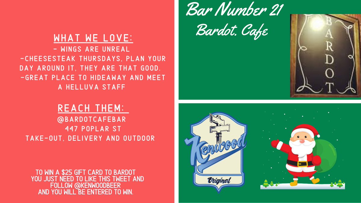 Another 2fer cause we can’t even keep up with these and cannot wait for this to be over....kidding. But seriously. Too many good times at the Cavanaughs spots to not include them, and Bardot in Northern Libs may have the best food IN Northern Libs. $25 gift cards to each.