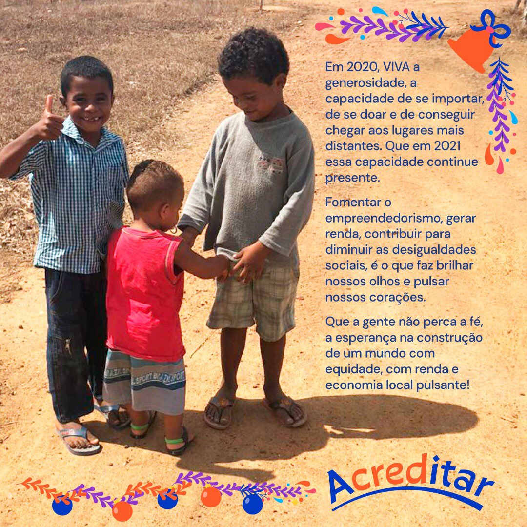 Viva a alegria de ser criança e a esperança de um novo ano de luz, paz, saúde e com equidade social. <a href="/acreditarONG/">ACREDITAR</a>