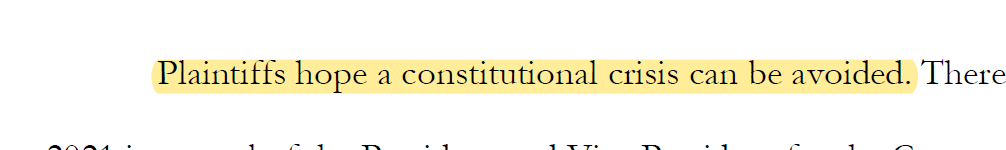 Why can't we avoid this "crisis" the way we've avoided a constitutional crisis over this exact issue for the last *checks notes* 130 years?Oh, that's right. I forgot. Cheeto Jeebus lost and that changes everything.