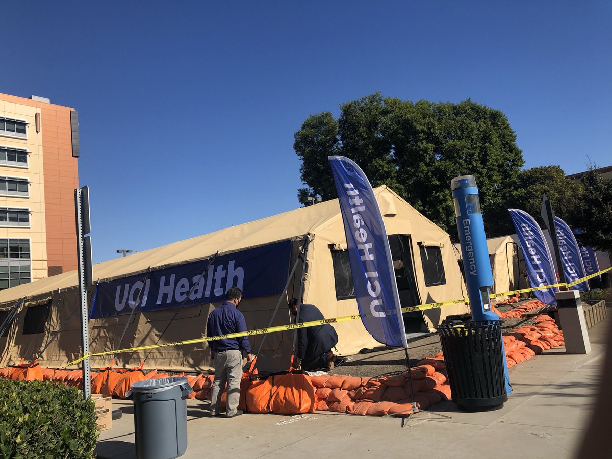 2/On the way to get my vaccine I walked by a field hospital - A FIELD HOSPITAL - on the  @ucihealth campus. Not. Normal. This was constructed in anticipation of the influx of hospitalizations. This influx is happening now. The pandemic has risen to a new level.
