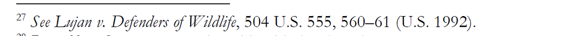 Section on standing isn't the worst idea given that these assclowns very obviously lack any cognizable argument for standing. But citing Lujan v Defenders is a -- a-- whelp, it's a *choice* I guess.(Seriously, Lujan will be cited as a basis for dismissing for lack of standing.)