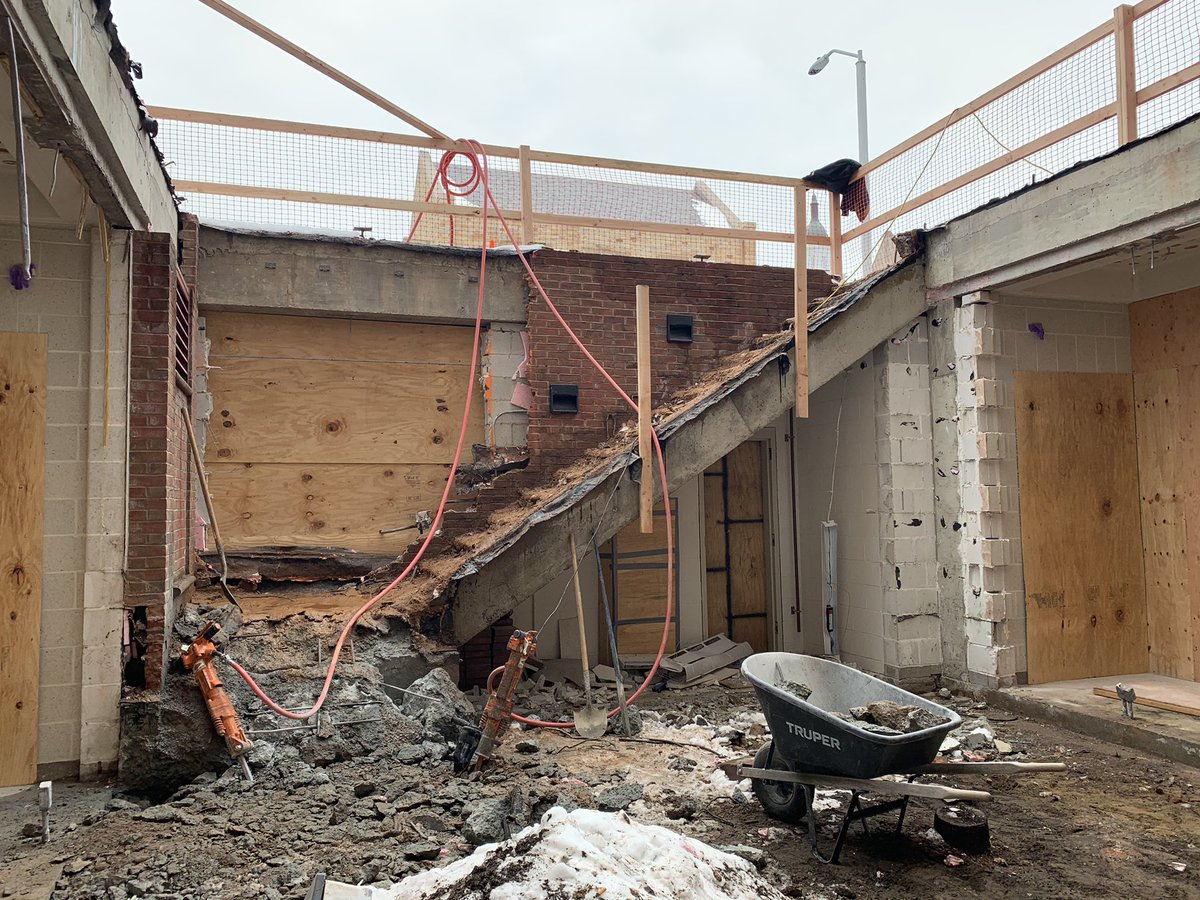 landowarchitect's tweet photo. Demolition has begun on the renovation and addition project, designed by Landow and Landow Architects, at the Slifka Center for Jewish Life at Yale University.

Sometimes you have to start by making a mess. 

@SlifkaCenter #YaleUniversity #architecture #interiordesign https://t.co/znDeQAD4B6