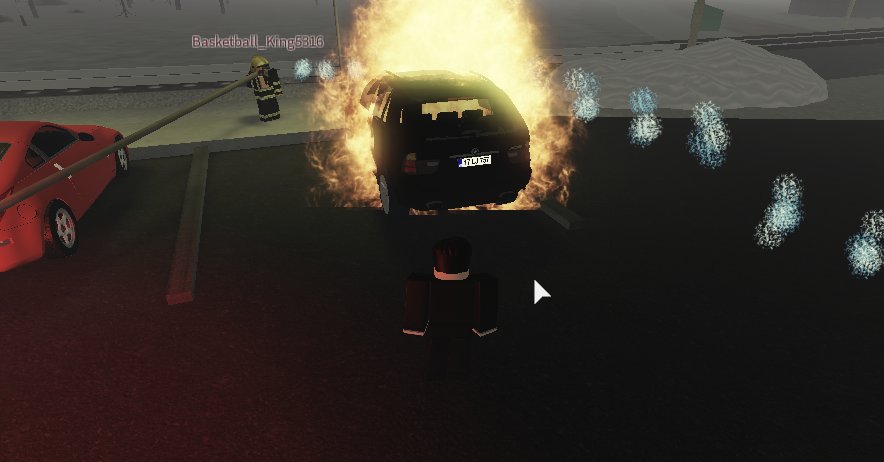 While the rescue crews were at the earthquake zone, a car in a car parking area caught in fire at 04:55. A firetruck has sent to the area to take the control of the fire.