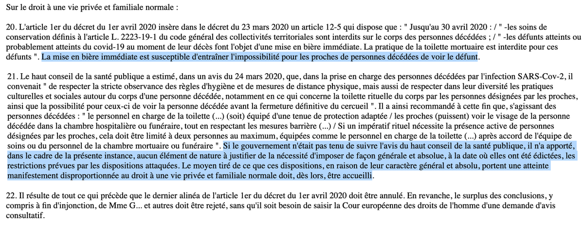 N_Hervieu's tweet photo. Décès durant la crise sanitaire : Au nom du droit à la vie privée &amp; familiale, le @Conseil_Etat annule l'obligation de "mise en bière immédiate" des défunts.

Car l'interdiction absolue des soins mortuaires empêche les proches de voir le défunt.

=> https://t.co/3H7CKX05GK https://t.co/hC9PX3ViZ1