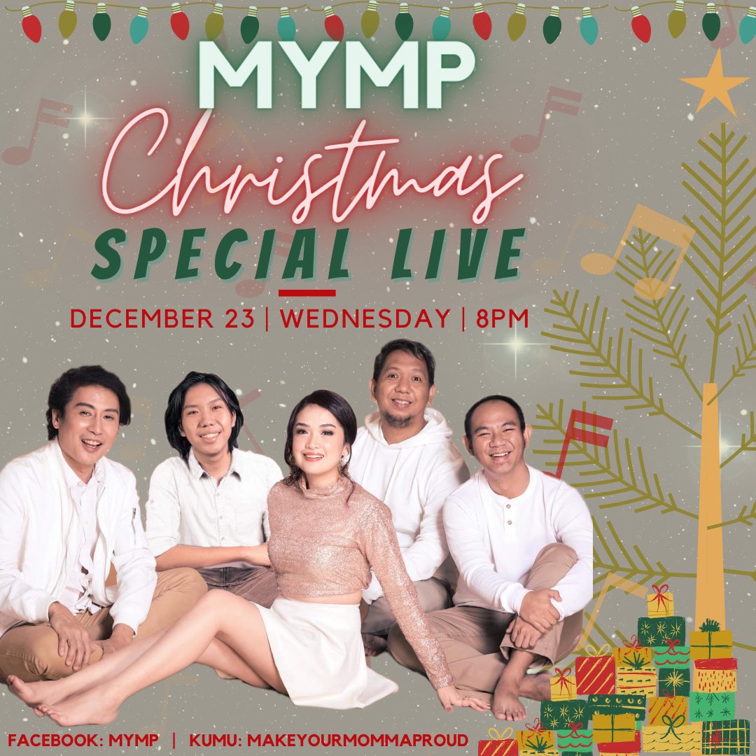 MYMP_OFFICIAL's tweet photo. Christmas special live namin mamaya!! Samahan niyo kami sa kantahan and games! Surprise daw ano ipapagawa samin mamaya kaya siguradong masaya nanaman to haha! ๐คฃ #MYMP #christmaslivestream #facebook #kumu https://t.co/h6DqYr9Ldo