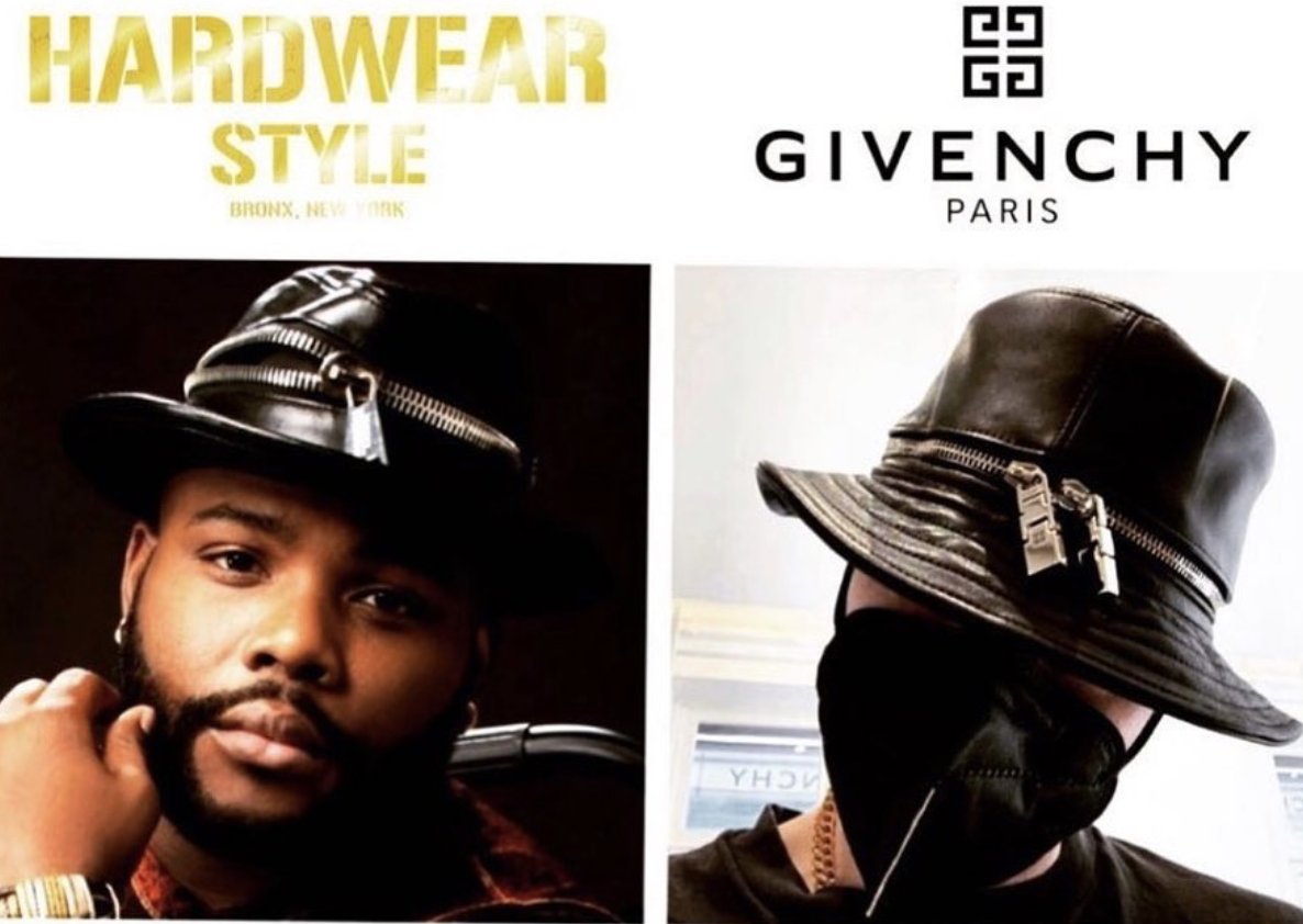 CFlutsch's tweet photo. Matthew Williams, @matthewmwilliams..."borrowing" design of a small, black designed streetwear label King of Style NY.
Big fashion houses "pay homage" to non-white creativity all the time...
#StoptheSteal #GivenchyFall21 #GivenchyStealsHardWearStyle @givenchyofficial https://t.co/ias5otNrS4