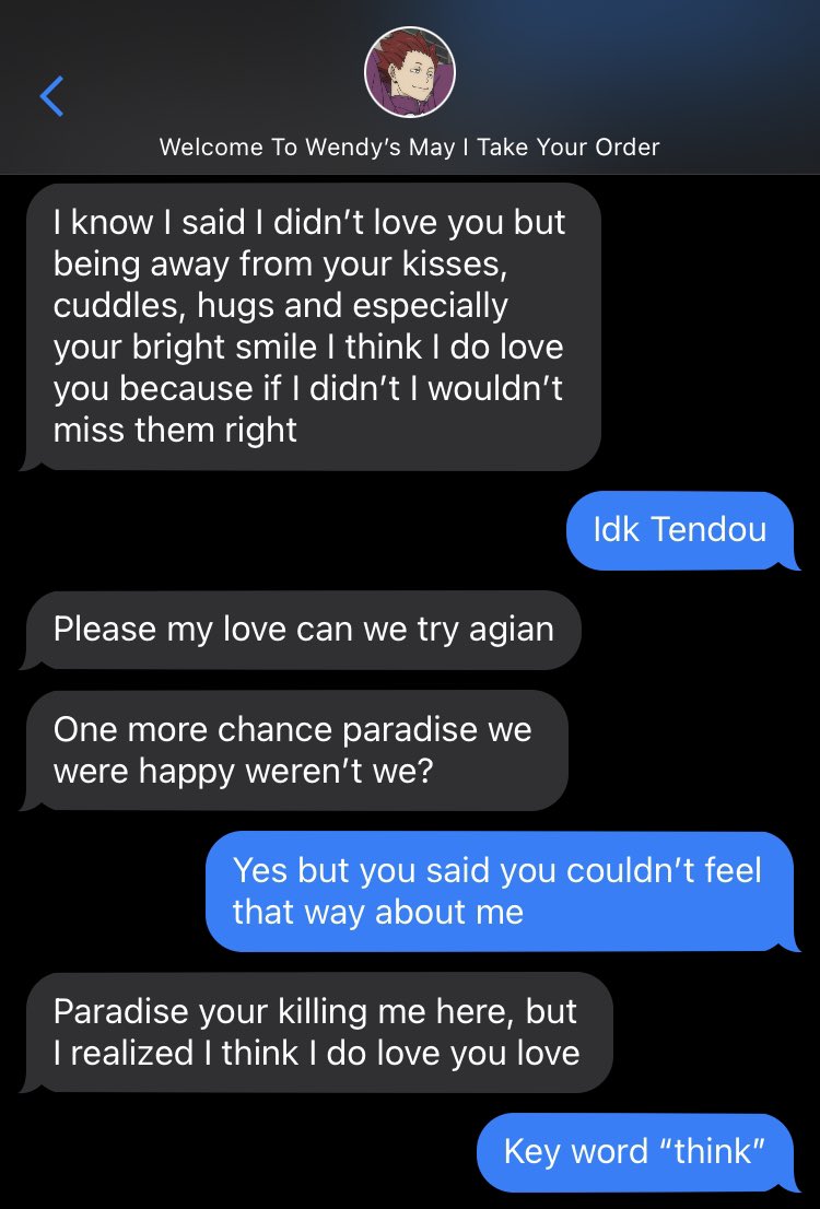 Tendou 1/2 (his is different from the rest because you guys ended off as friends)