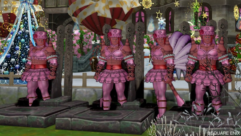 ぜすたべあ ナイスピンクタウンのナイスピンク達にナイスピンクドレアを着せました うん ナイスピンクです フレンドにお披露目したところ 邪神の宮殿並に分かりずらいそうです