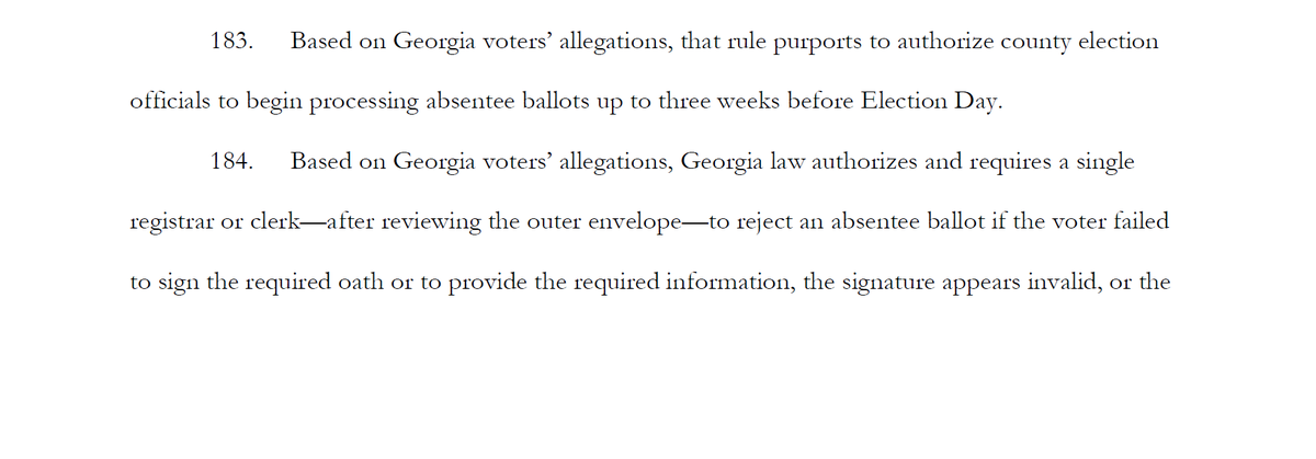 Also, I'm fed the hell up with this "based on [state] voters' allegations" nonsense. These aren't factual allegations, it's pure fucking legal argument, stop it you're just pissing everyone off at this point.