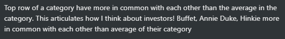 It's interesting to brainstorm what kinds of roles are adjacent in the dimension of "your pattern library still applies to this". I'm reminded of  @mjmauboussin talk at Capital Camp about T theory for making proper comparisons