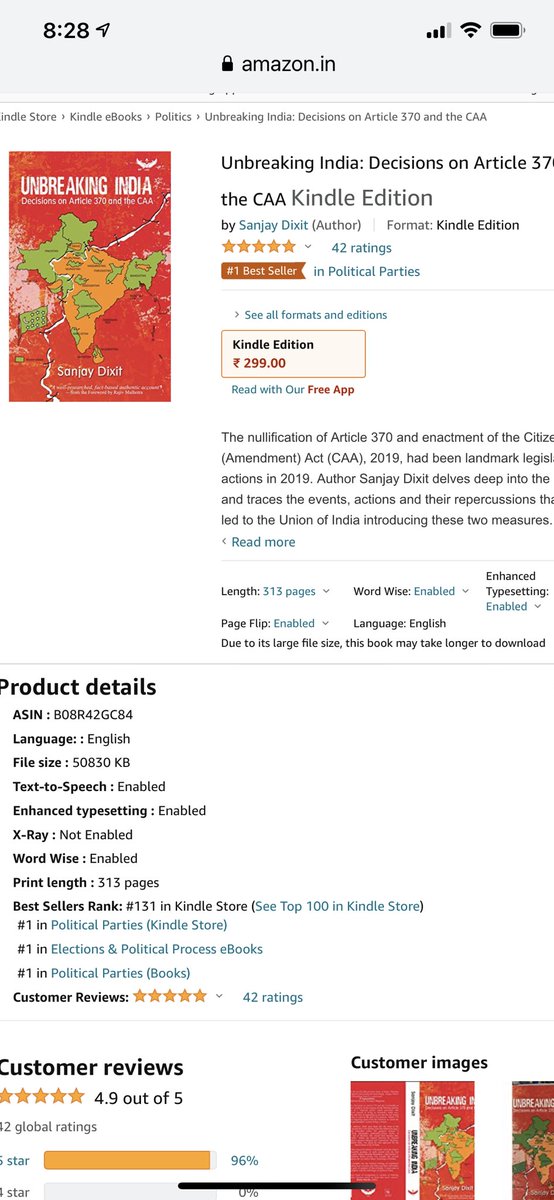Sanjay_Dixit's tweet photo. It’s a very big deal when your book is ahead of a new book by @BarackObama and is #1 bestseller in all its categories. #UnbreakingIndia now available on Kindle as an eBook: https://t.co/TfBdbD0CFa https://t.co/dfBoSU7ObC