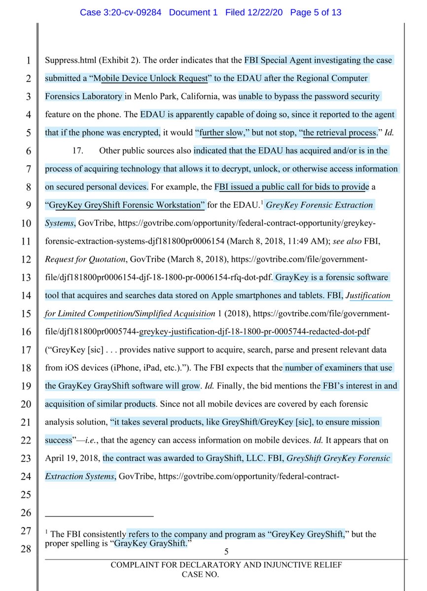 based on public reporting & sourcing of RFPs the FBI’s EDAU Mobile Device Unlock RequestGreyKey GreyShift Forensic WorkstationThe ACLU also FOIA’d the AG, DOJ-OIG & FBI to date zero documents provided re GrayShift and/or Checkpoint TechnologiesBut there are numerous contracts