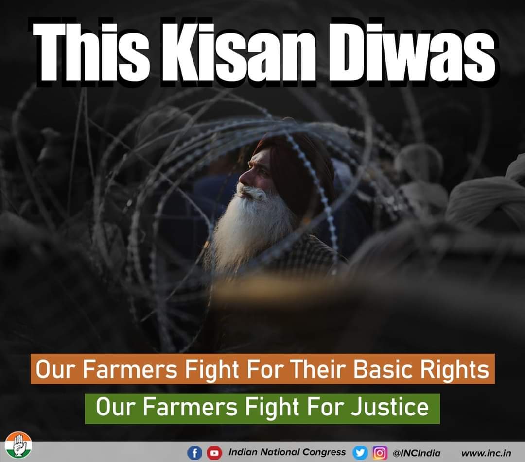 On the Day of Kisan Diwas 
➡️ Farmers are fighting for Justice
➡️ Farmers are fighting for their basic rights #किसान_हमारा_अभिमान #FarmerProtest
#BJPkillsFarmers #SaveConstitutionFromBJP