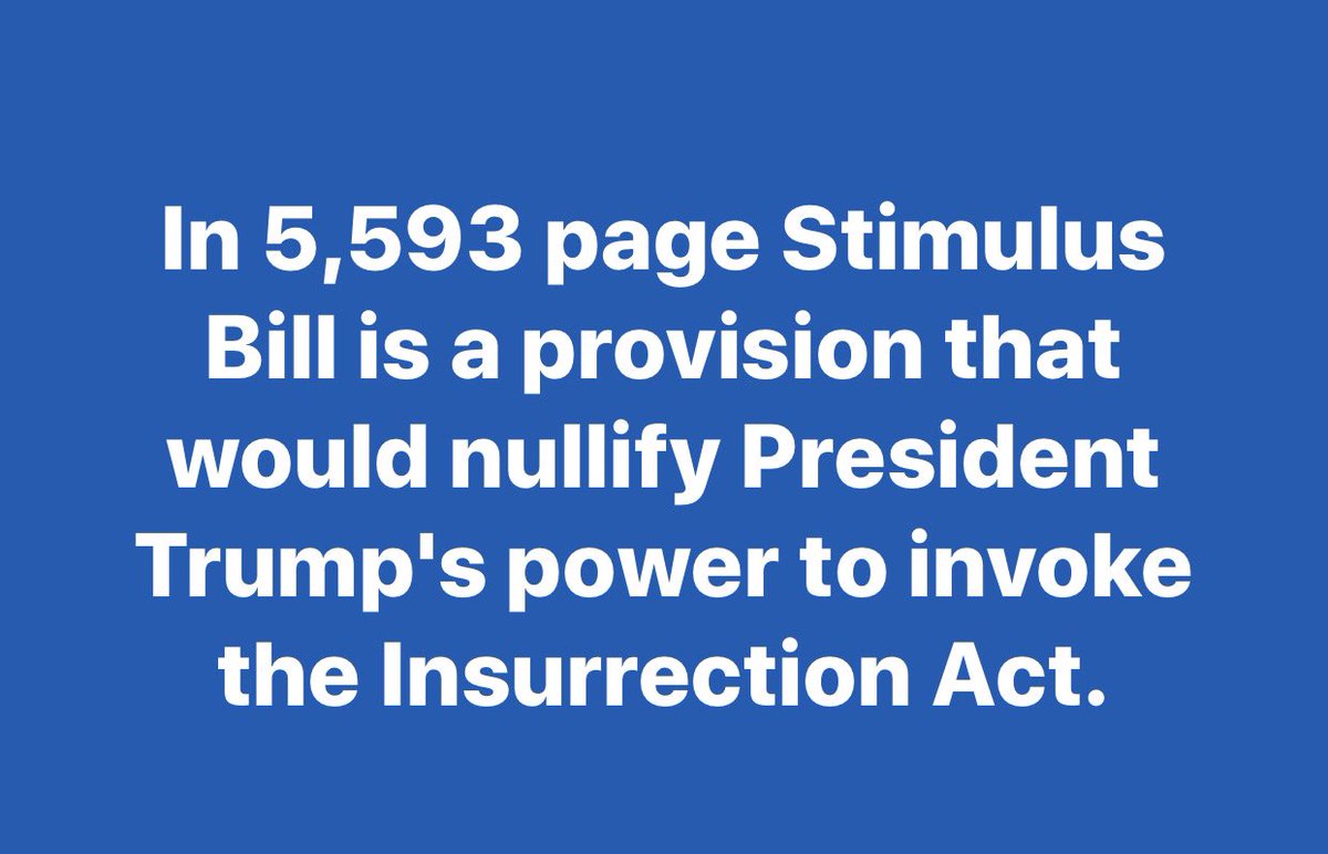 LLinWood's tweet photo. When the Communists/Globalists/DeepState try to sneak provision in funding bill nullifying @realDonaldTrump power to invoke the Insurrection Act, you know they are planning an insurrection.
Steady. Be prepared. Pray. https://t.co/mtcXNwsrfu