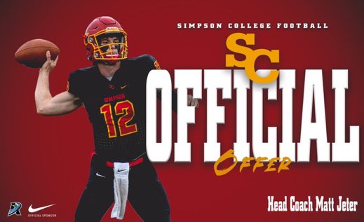 Thank you coach Haar and the coaching staff for the offer to Simpson College!! <a href="/CoachHaar/">Mike Haar</a> <a href="/scstormfootball/">Simpson Football ⚡️</a>