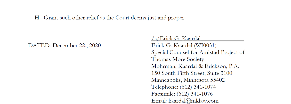 "Judge, I've got the file done on the Electoral College case.""Thanks - enjoy the holidays." "Thanks, Judge. Happy Holidays.""Hang on --""Yes, Judge?""Why is the top a memo on whether a swirly can be 'just and proper relief'?""Trust me. It'll help."