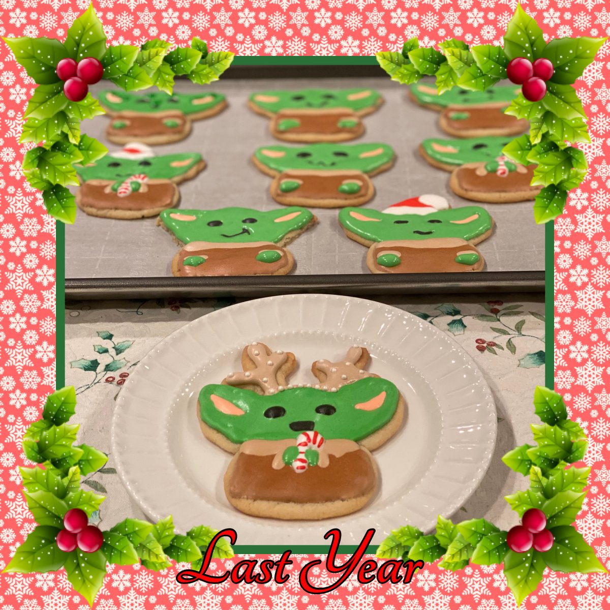 robooctopus's tweet photo. My sister and I made "baby yoda" cookies last year and I thought they turned out well. Tried to recreate them on my own... it did not go as well. I definitely made the icing too thin and did not wait for things to dry. #TheMandalorian #Grogu #cookiefail https://t.co/ySrQLogXDD