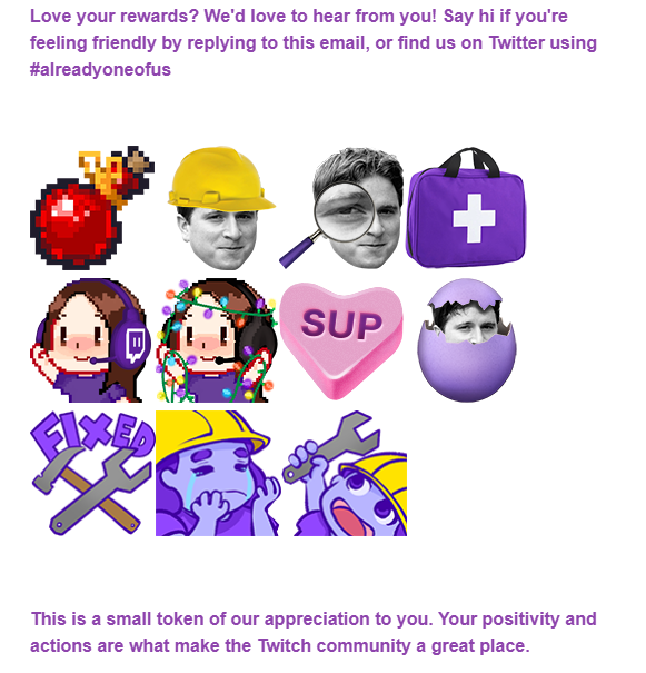 MichMiLo's tweet photo. IDK why but @TwitchSupport gave me free emotes for 6 months. Cools. Thanks tho! #alreadyoneofus https://t.co/uNAvzChvER