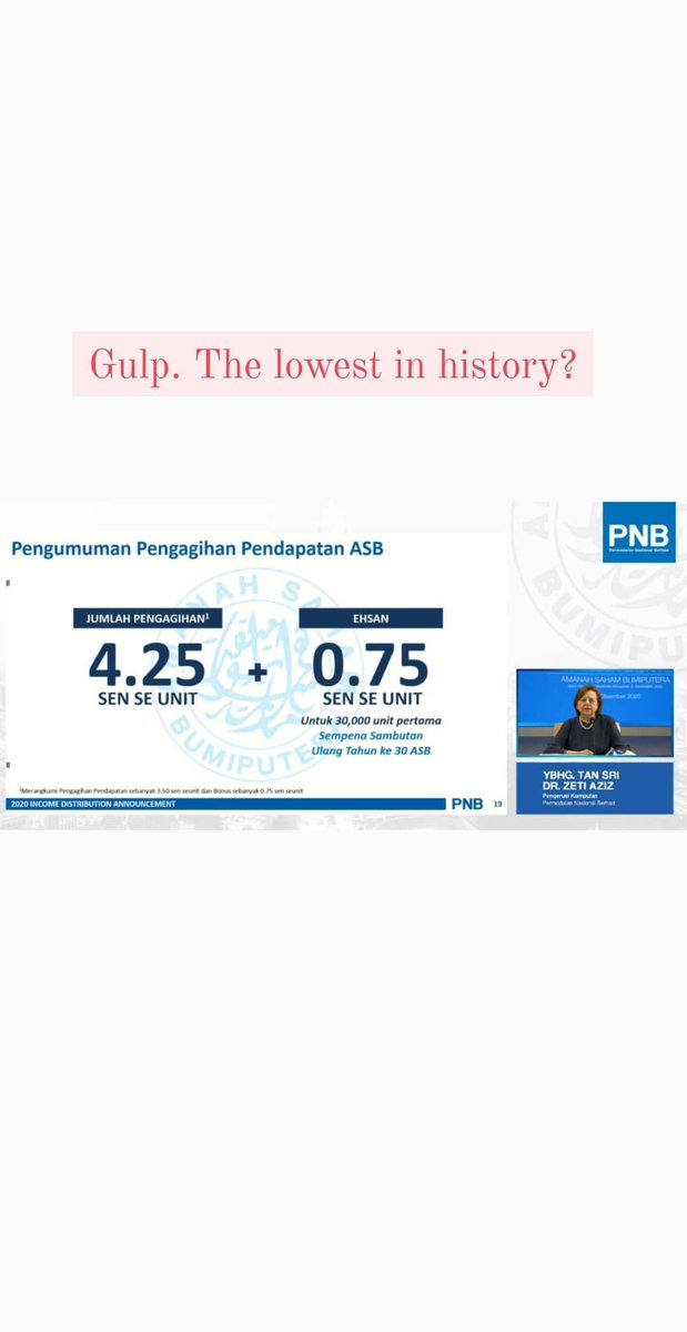 Return ASB yg terendah dalam sejarah? As much as I believe that we still should a sum of our money in ASB as it is considered a safety net type of investment with very low risk involved,I also believe it is time for my friends and I who ....Okay try buat threead /1