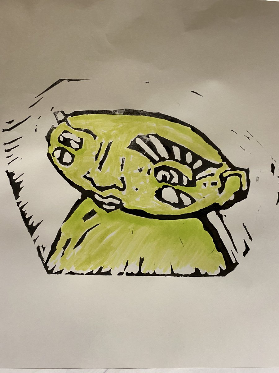 GingeradeMaker's tweet photo. #linoprint #funky #art #printmaking #tuesdaynight #ink #prismacolor https://t.co/JC0ouGfpdi