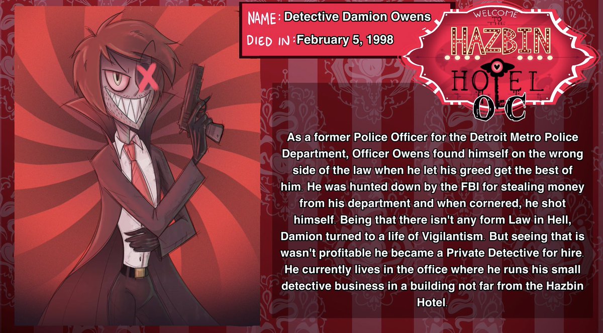 MothDetective's tweet photo. "Shalom, it's nice to meet you."
Moth Demon
Former Police Officer
Private Detective for Hire
Muse Speeks both English and Hebrew
5+ Years of RP XP
#HazbinHotelOC
#HazbinHotel
#HHRP
#HHOC
Multi ship
Friendly Writer
Straight
Mun is currently 24
🔥🔥🔥More info bellow🔥🔥🔥 https://t.co/IMPL1UiEox