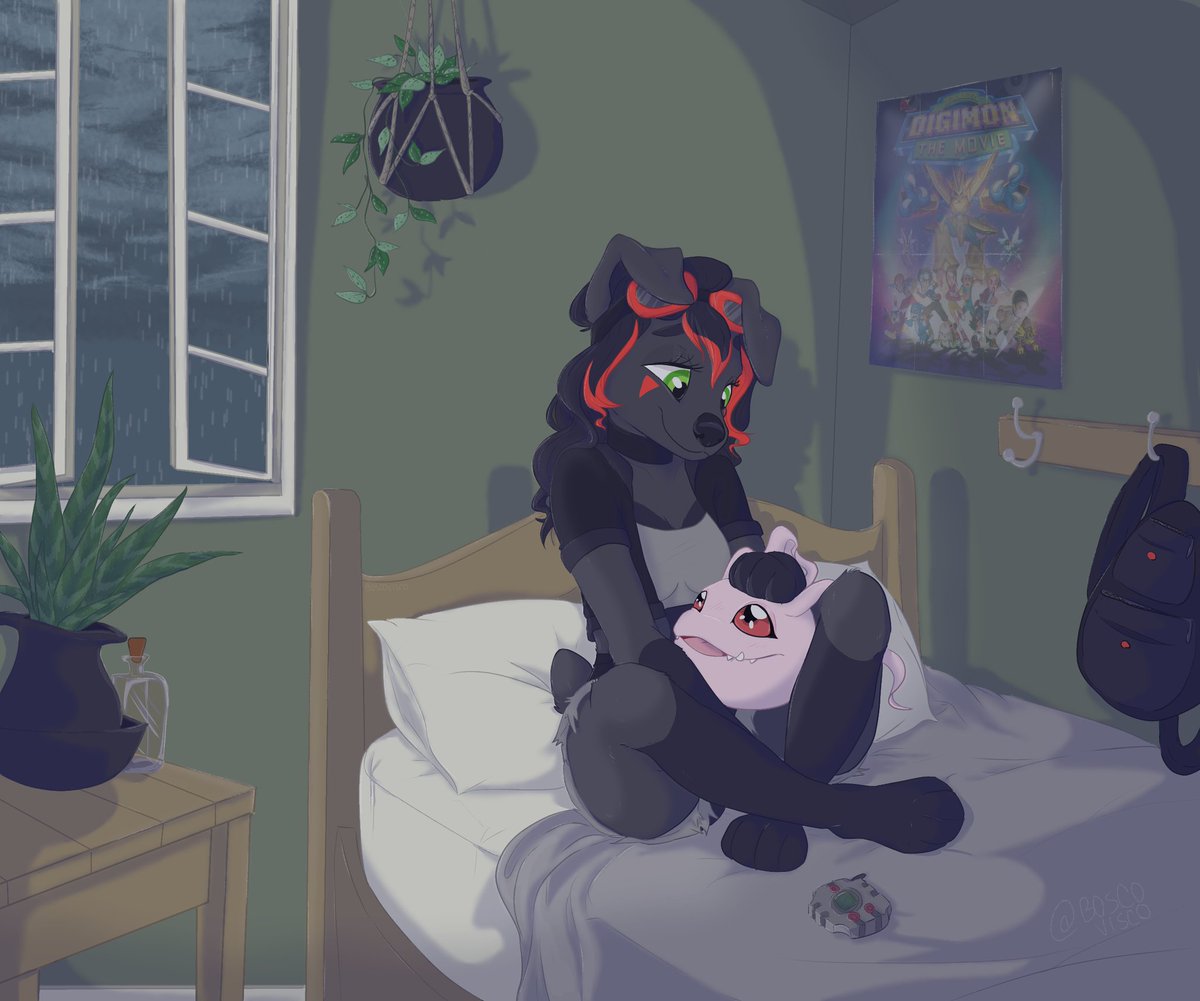 Commission for @Elizira_OwO 
Thanks for commissioning me and letting me get some good experience with shading and backgrounds 💕 
#digimon #furry