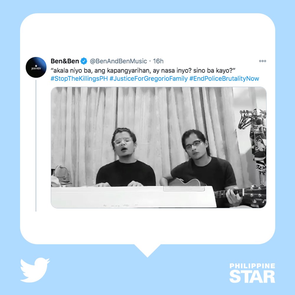 PhilippineStar's tweet photo. The twin brothers of OPM band Ben&amp;Ben Miguel Benjamin and Paolo Benjamin Guico penned a song seeking justice for the mother and son who were killed by a policeman in Tarlac.  | @latest_chika

FULL STORY: https://t.co/oiW5r5xIP5 https://t.co/eFhsyInc5P