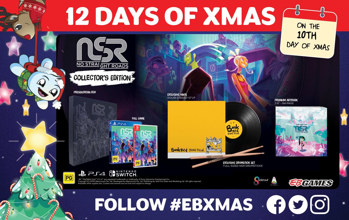 EBGamesAus's tweet photo. Is there an Extra #EBXmas giveaway today? You know it! We've got 2 No Straight Roads Collector Edition’s to give away!
For your chance to WIN, like this post, RT and tell us what platform you want to win this on! Good Luck!
T&C's: https://t.co/b0rMNksjiW https://t.co/MML3kbPOtb