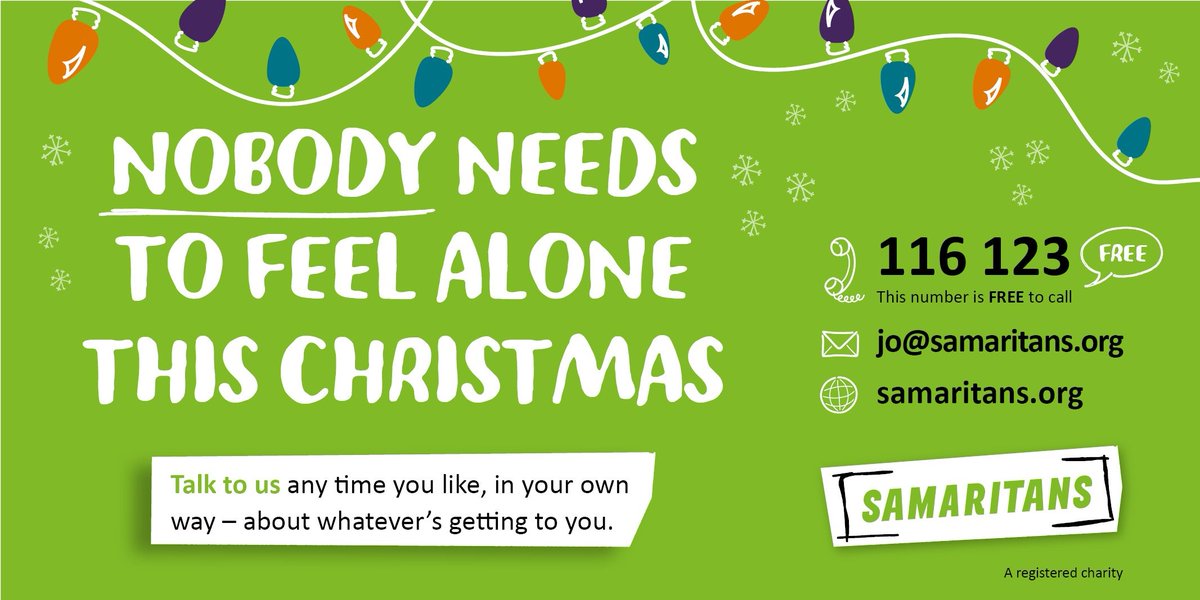 North Herts and Stevenage CVS (@northhertscvs) on Twitter photo Remember, if you or a loved one is in need of urgent mental health help this Christmas you can receive confidential support any time, day or night from the <a href="/samaritans/">Samaritans</a>.
Phone: 116 123 for their 24 hour helpline. #Wellbeing #MentalHealthMatters #support #Samaritans Remember, if you or a loved one is in need of urgent mental health help this Christmas you can receive confidential support any time, day or night from the <a href="/samaritans/">Samaritans</a>.
Phone: 116 123 for their 24 hour helpline. #Wellbeing #MentalHealthMatters #support #Samaritans
