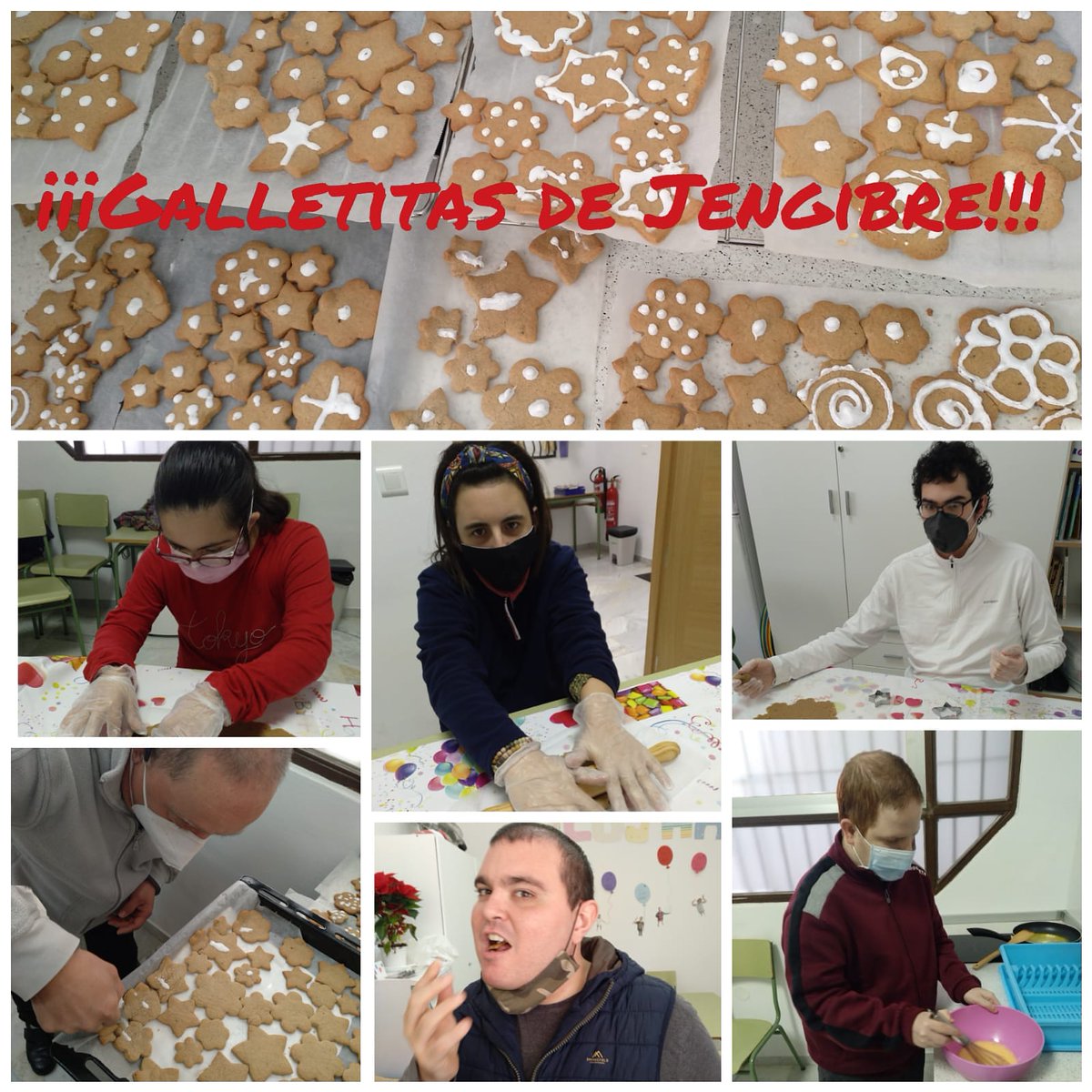 ¡Hola 👋!
Que mejor forma de celebrar la Navidad y comenzar el puente 🥳 que, elaborando y degustando unas exquisitas Galletas de Jenjibre 😋, un dulce navideño que suele gustar mucho. Dicha receta, ha sido elaborada en el taller de cocina por nuestr@s chic@s.
Feliz Navidad ☃️🥳.