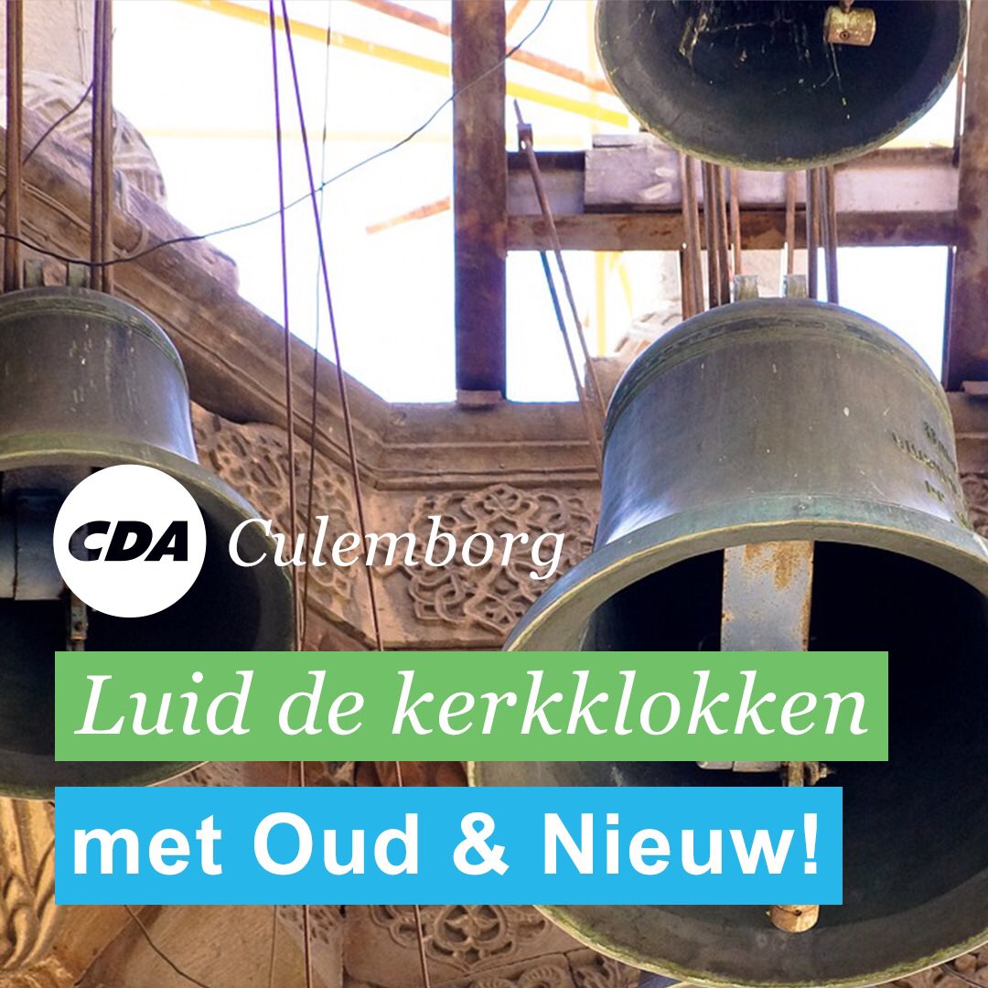 Culemborgse CDA fractie roept kerken en gemeente op om tijdens Oud &amp; Nieuw hun kerkklokken te laten luiden. Het CDA verwacht door het vuurwerkverbod een relatief stille jaarwisseling en wil daarom de knallen dit jaar vervangen door klokgelui. 
cda.nl/gelderland/cul… #teamCDA