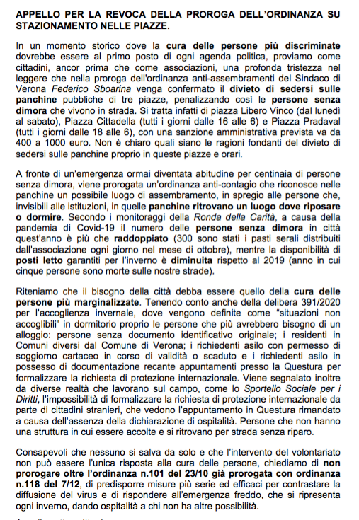 infospazio161's tweet photo. Anche lo "Sportello sociale per i diritti" aderisce all'appello di #OneBridgeToIdomeni per la revoca della proroga dell'ordinanza n.101 che vieta di stazionare e sedersi sulle panchine di diverse piazze della città:

#Verona #Veronetta #EmergenzaFreddo #RefugeesWelcome https://t.co/H6wFvqhfop